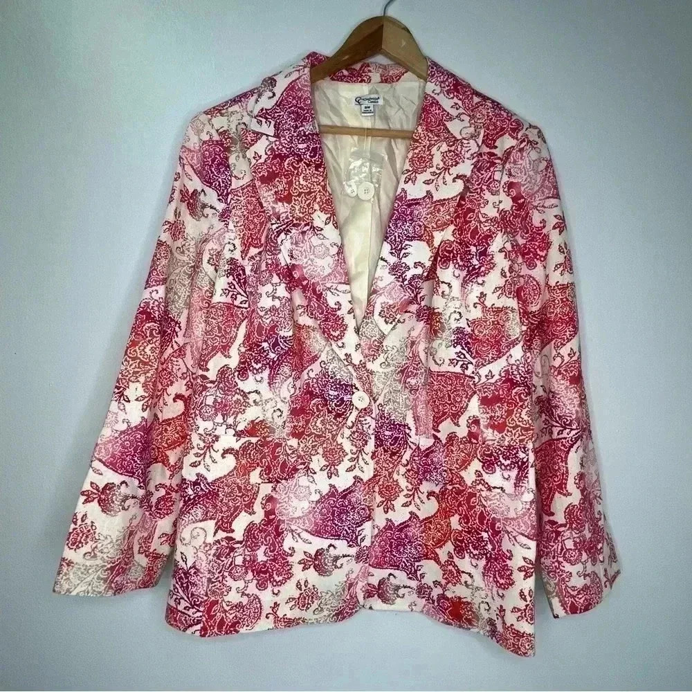 Chadwicks Classics Linen Blend Colorful Spring Blazer NWOT Sz Plus 16W